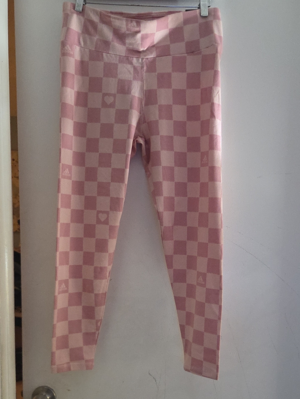 adidas Pink Checkerboard Girls' Leggings